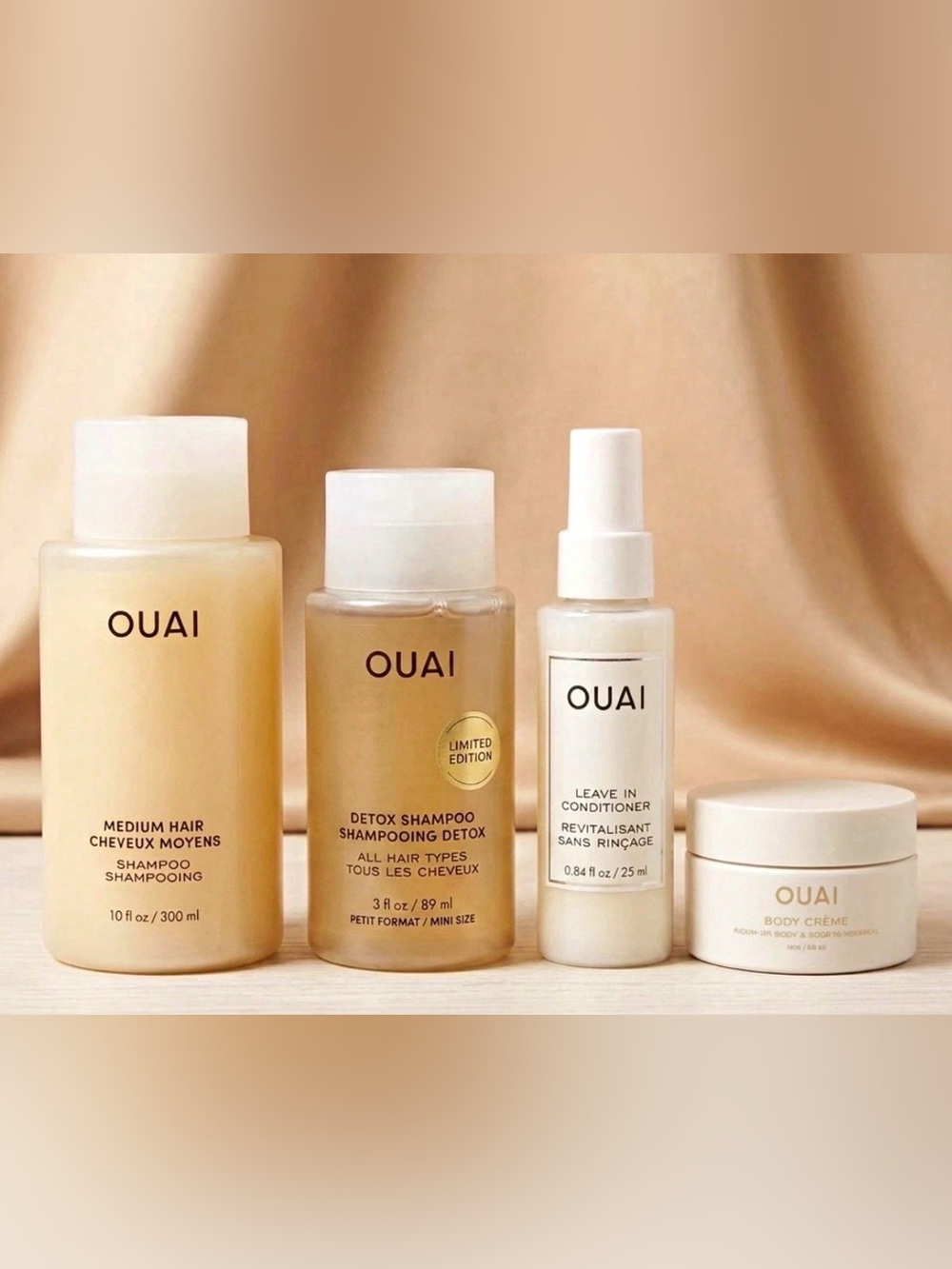 OUAI Hair Set Shampoo Detox Shampoo Leave-In Conditioner & Body Creme Bundle